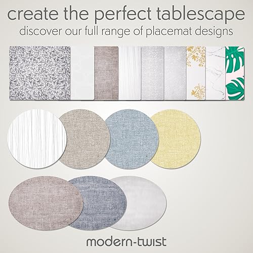 Miniatura 7 de modern-twist Mantel individual de silicona, 14 x 16, sin BPA, sin PVC, apto para lavavajillas, estampado de lino en mandarina, paquete de 1 unidad