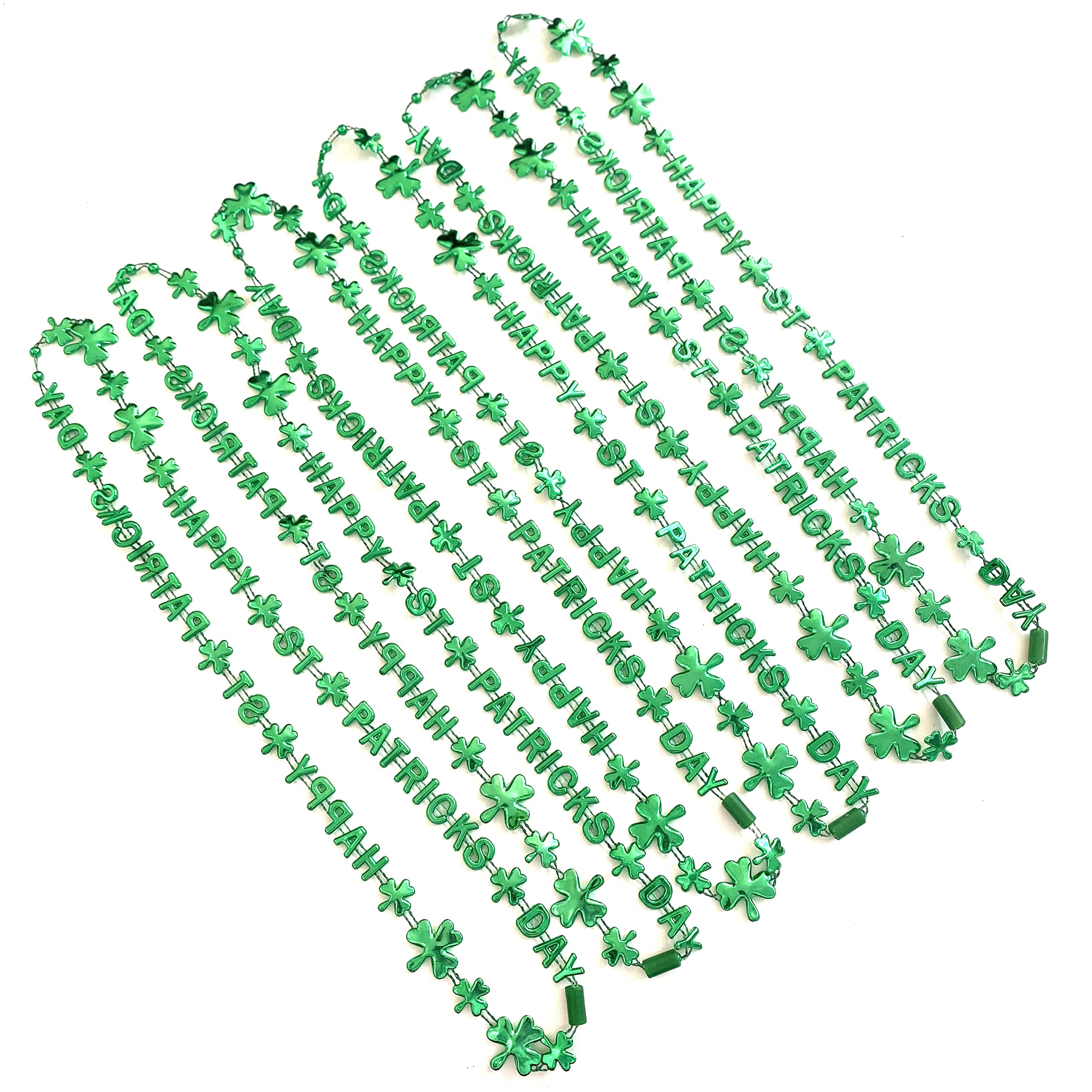 YSPPF Happy St. Patrick's Day Bead Necklace Irish Green Parade Party Gift Supplies (12 Pcs)
