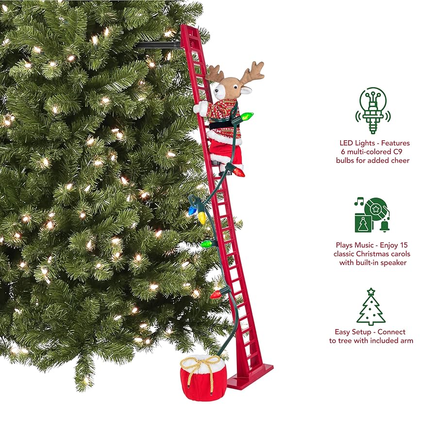 ミスタークリスマス　Super climbing santa 43 in. Animated Ladder Climbing Sculpted White Santa – Mr