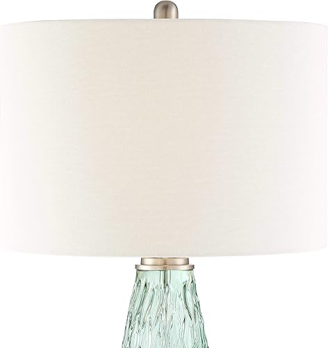 Miniatura 3 de 360 Lighting Julia - Moderna lámpara de mesa costera de 3 vías de 26 1/2 pulgadas de alto con atenuador de mesa de espuma de mar, vidrio verde