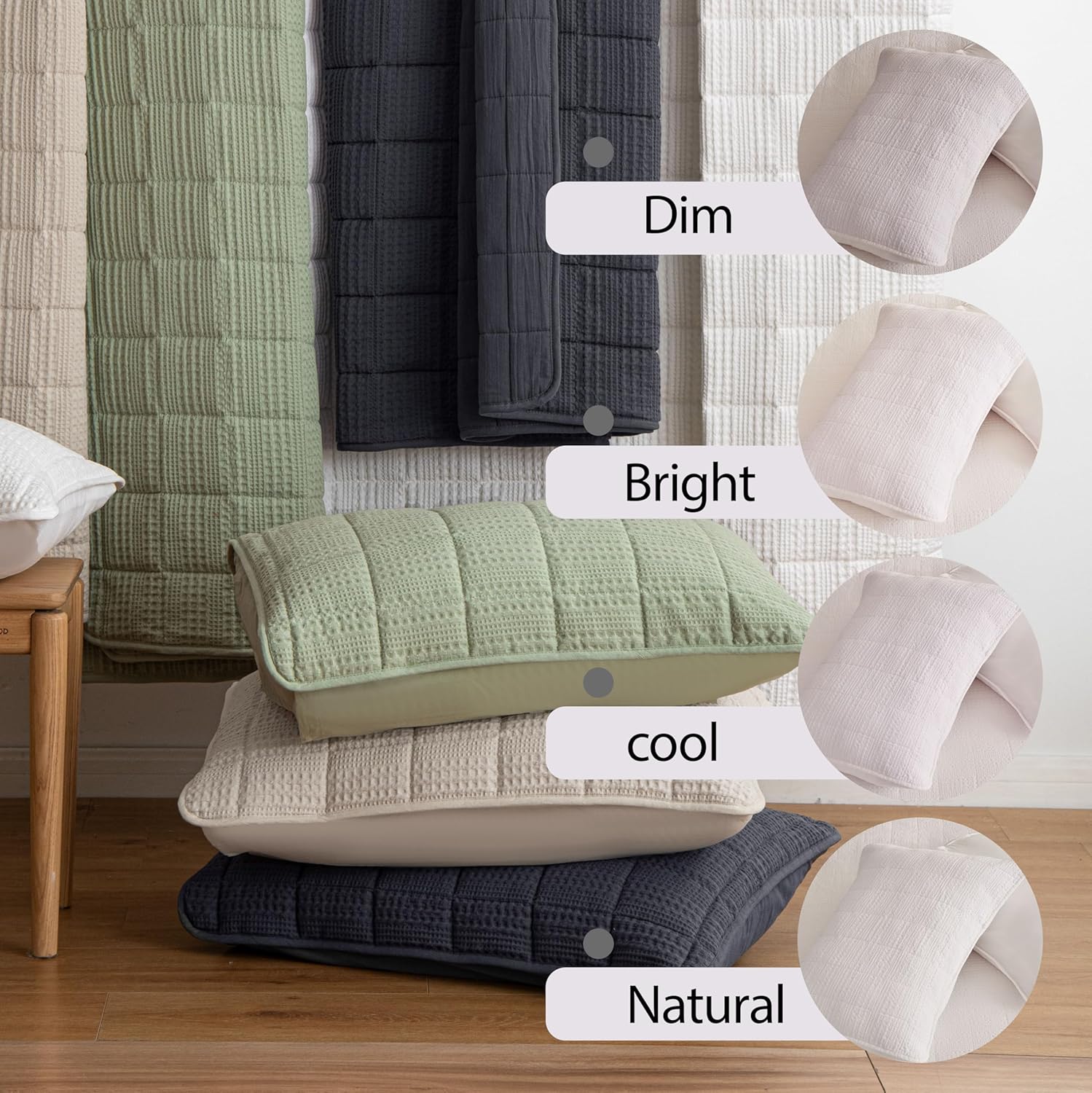 98x106 Cotton Quilt Bedding Set King Size Quilted Bedspread Sets with 2 Shams,3 Pieces Lightweight Soft Bedding Sets for All Season,White