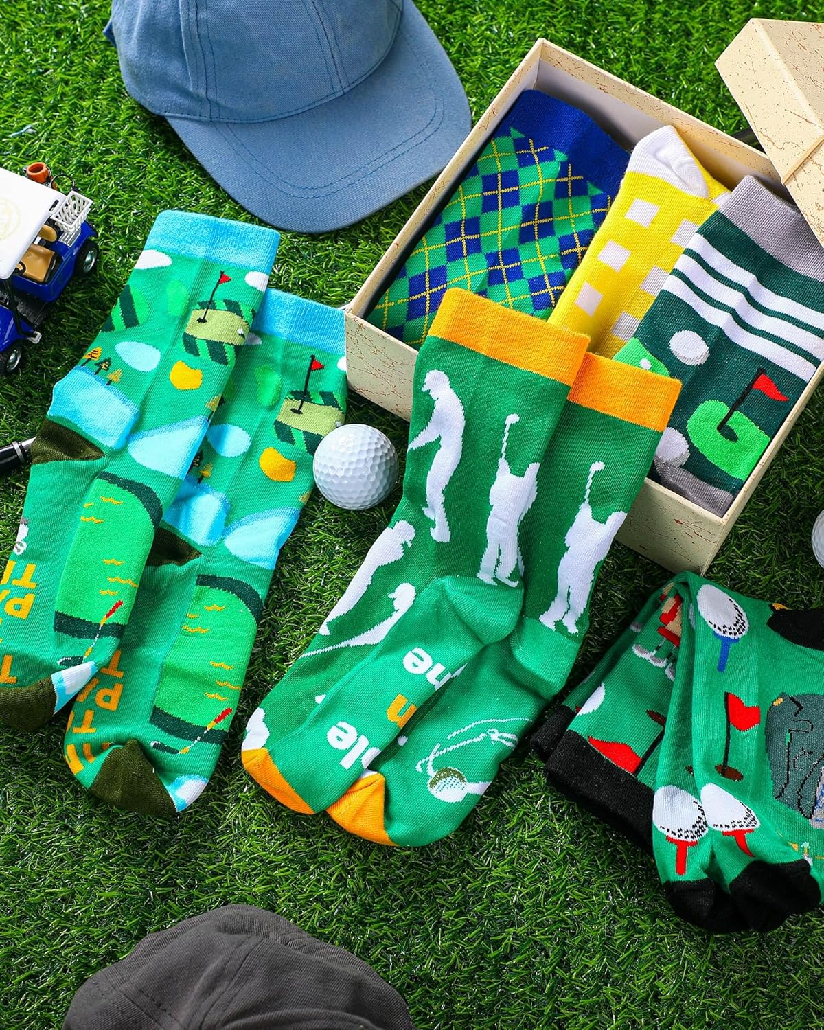 Haysandy 6 Pairs Funny Golf Socks for Men Women Shoe Size 10-13, Novelty Crew Socks Gifts Fun Hide and Seek Winter Stuff Gifts for Golf Lover - Image 2