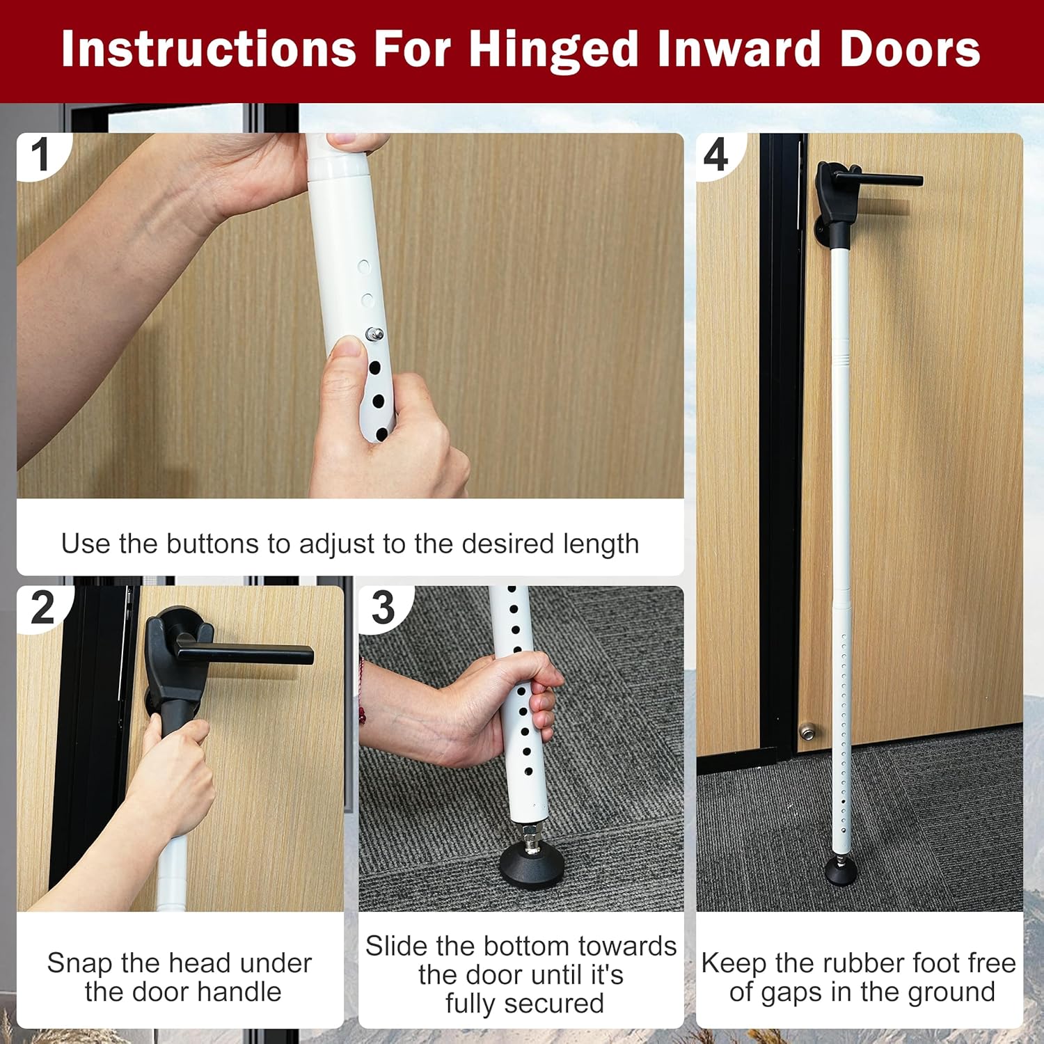 Sliding Door Security Bar, 3 Pack Adjustable Heavy Duty Sliding Door Lock Bar with Removable Y-Head, Non-Slip Base, Length Adjustment Pin for Home, Apartment, Travel (400 Lbs Capacity)