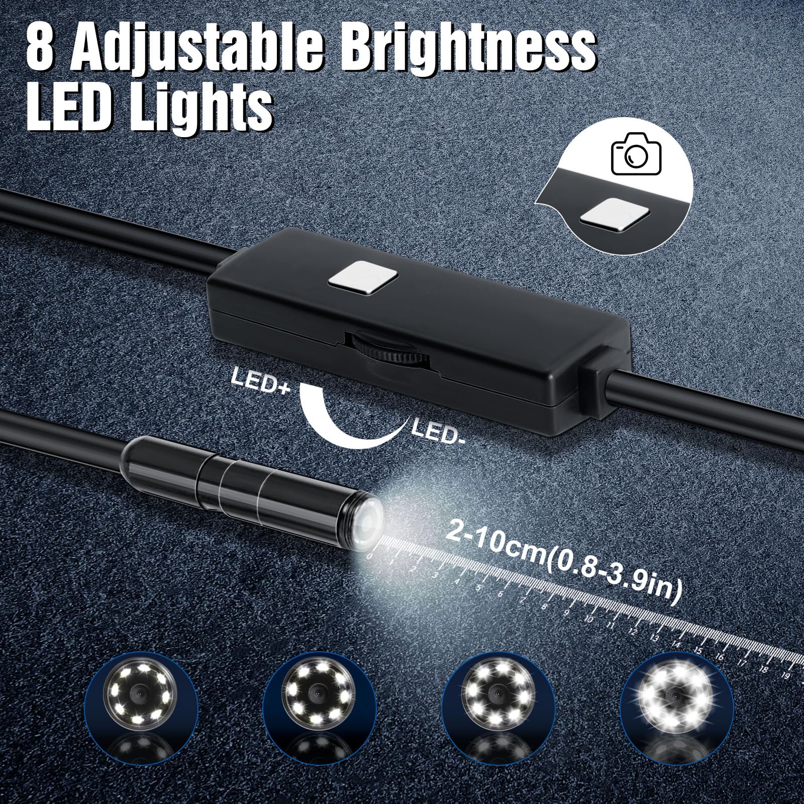 Romon Kamera inspekcyjna, 8,2 mm Endoskop przemysłowy, endoskop 10800P HD Endoskop kamera inspekcyjna rura wodoodporna IP67 Cyfrowa kontrola kamery z 8 lampkami LED do smartfona