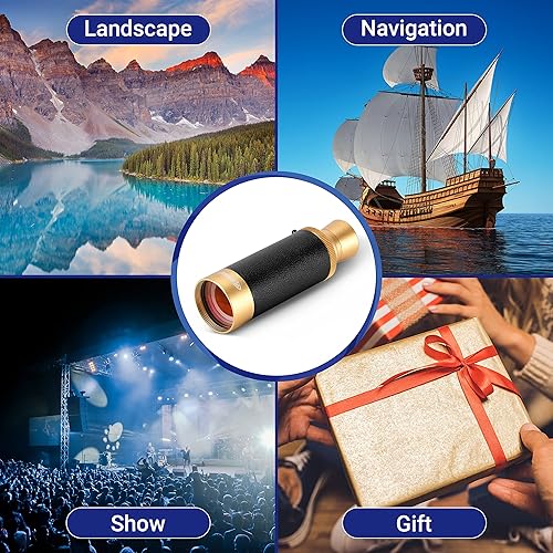 Miniatura 9 de Aomekie Telescopio monocular pirata de lente objetivo de 1.969 in, telescopio de mano de 25 x 50 pulgadas, prismáticos de capitán ED ajustables para