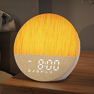 Sunrise Alarm Clock with Sound Machine: Gentle Gradual Wake Up Light for Heavy Sleepers Relieve Anxiety Dimmable Clock with Bluetooth Memory for Bedroom - White Noise Machine with 30 Sleep Sounds