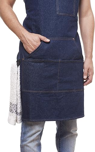 Miniatura 6 de ARAWAK BRAVE Delantal de cocina profesional diseñado para cocina, barbacoa, parrilla, 10 onzas, babero ajustable para mujeres y hombres, con lazo