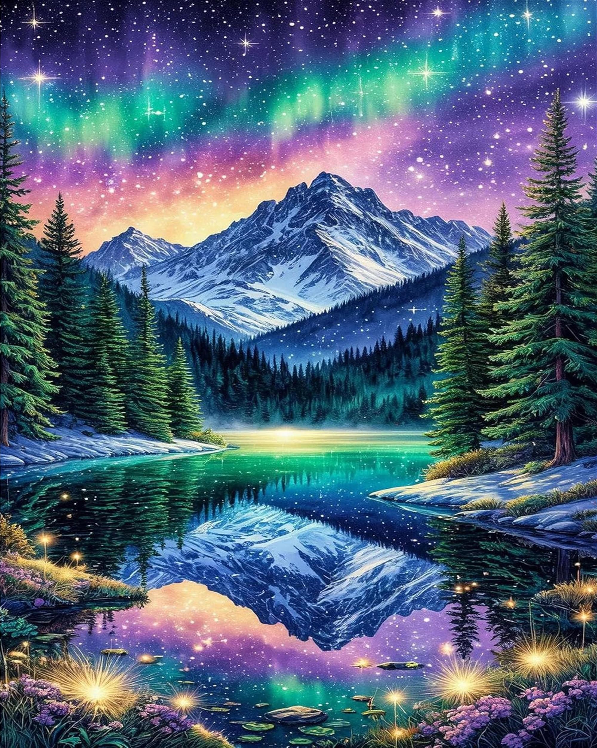 HEFEIS Paint by Number for Adult,DIY Night Painting Kits for Adults,Forest Color by Numbers,Paint by Number Canvas Crafts Watercolor for Beginners Hoom Decor (Forest Night)