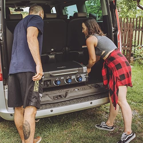 Miniatura 8 de Razor Carrito de preparación universal con estantes y cajón de almacenamiento para parrilla portátil al aire libre y parrillas, solo accesorio, negro