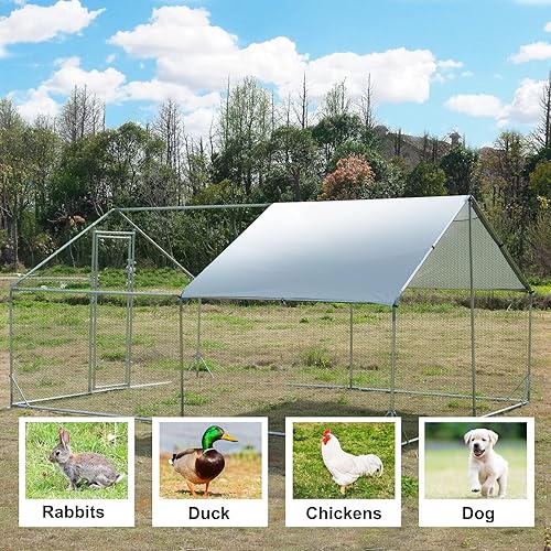 Miniatura 5 de Jaula grande de metal para gallinero de corral, jaula en forma de espira con cubierta impermeable y anti-ultravioleta para uso en granja en patio