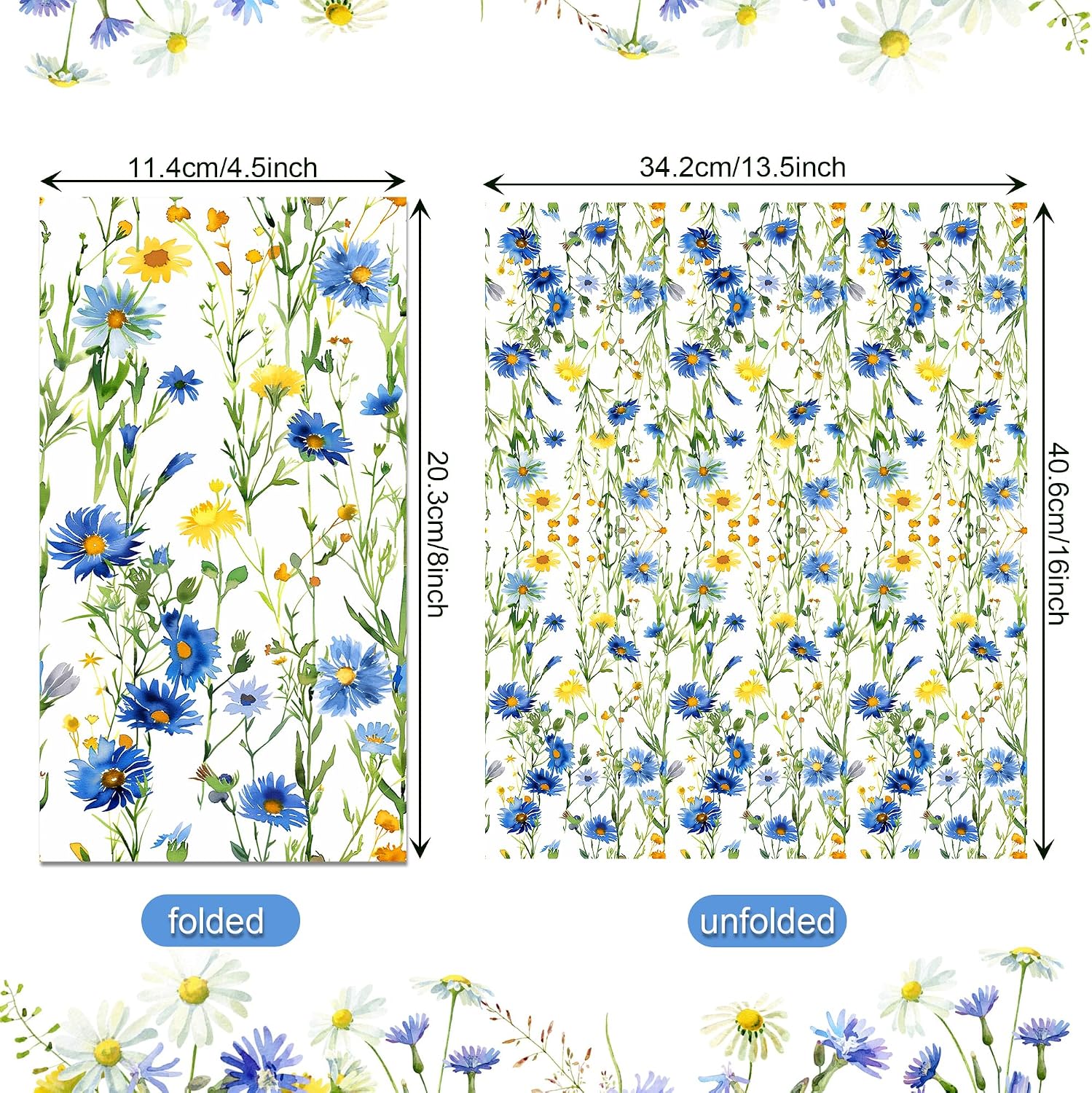 100 Pcs Daisy Napkins Disposable Decorative Watercolor Floral Paper Napkin Guest Tissue Paper Hand Towels for Bathroom Bridal Shower Wedding Anniversary Tea Party image 2