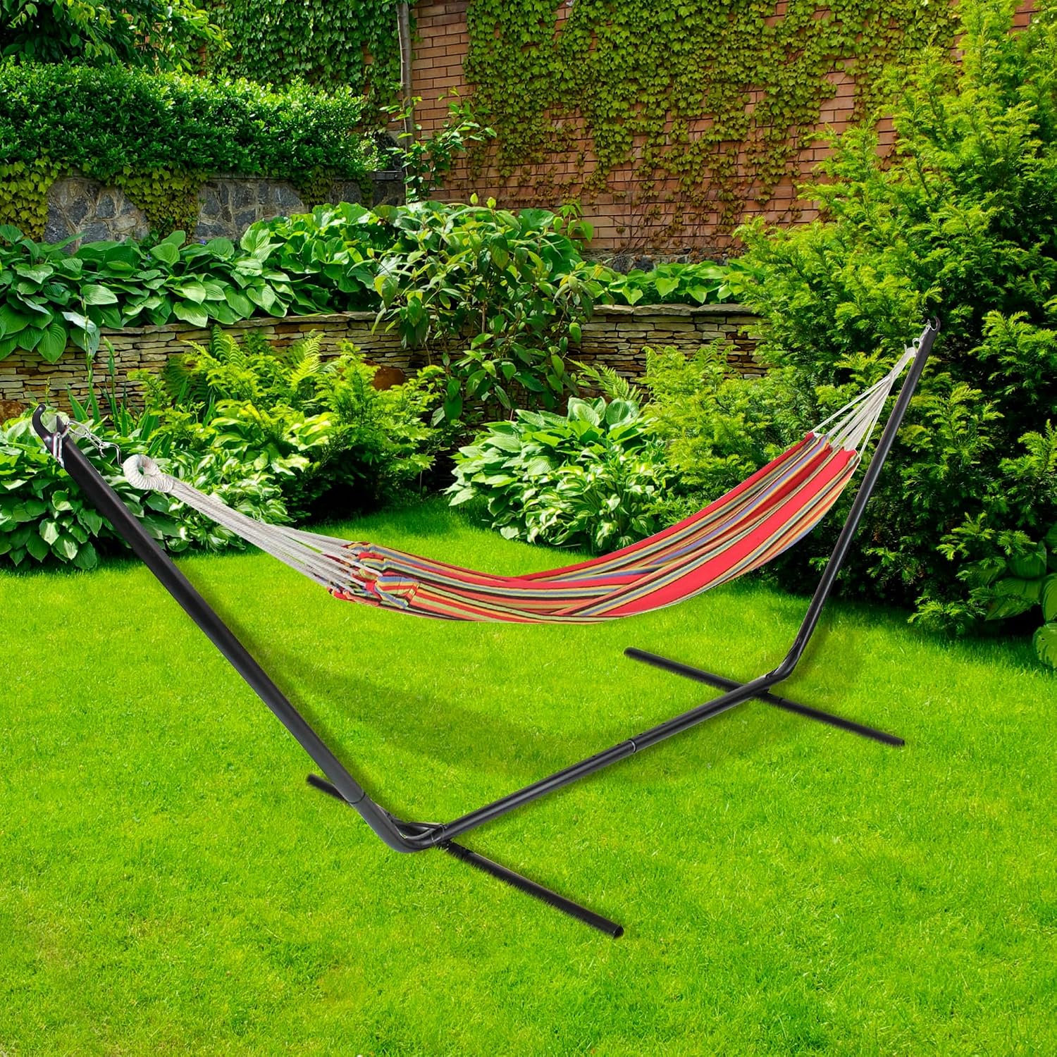 Northlight 77" Red and Yellow Striped Woven Single Brazilian Hammock