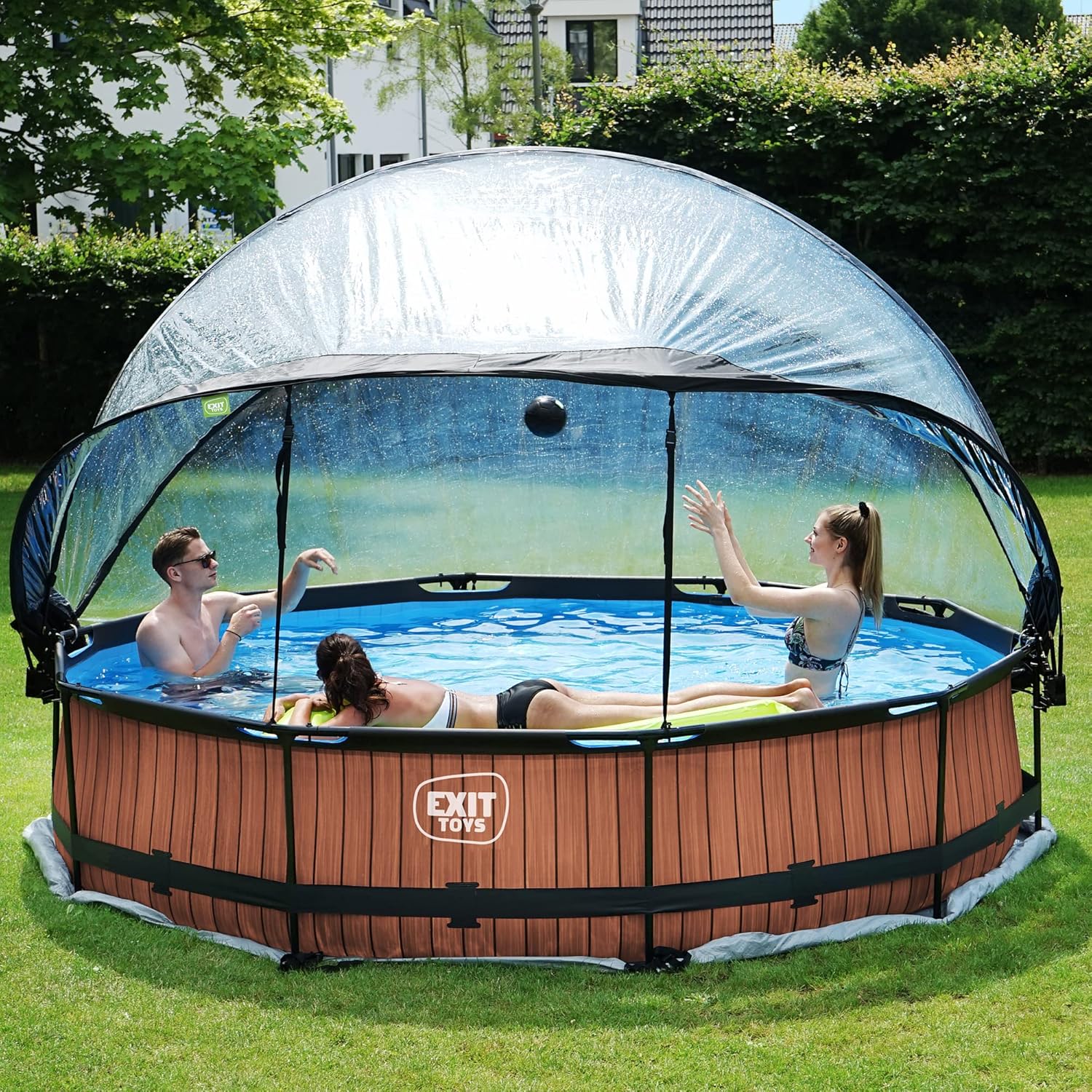 EXIT Toys 12 Foot Round Multifunctional All Weather Cover Pool Dome Enclosure for Outdoor Pools, Compatible w/Clean & Warm Water Frame Pools