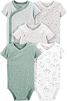 Simple Joys by Carter's 5-Pack Unisex Baby Short Sleeve Side Snap Bodysuits - Soft Cotton Comfort, Easy Diaper Changes
