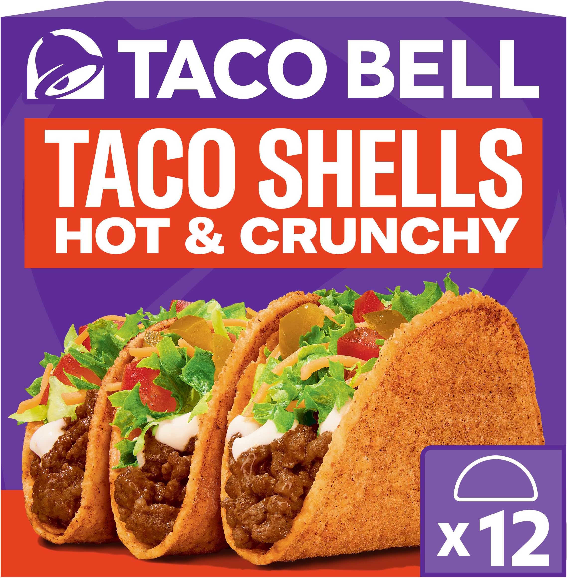 Taco Bell Crunchy Taco Shells, 12 ct, Hot Seasoned Flavor, 4.8 oz Box