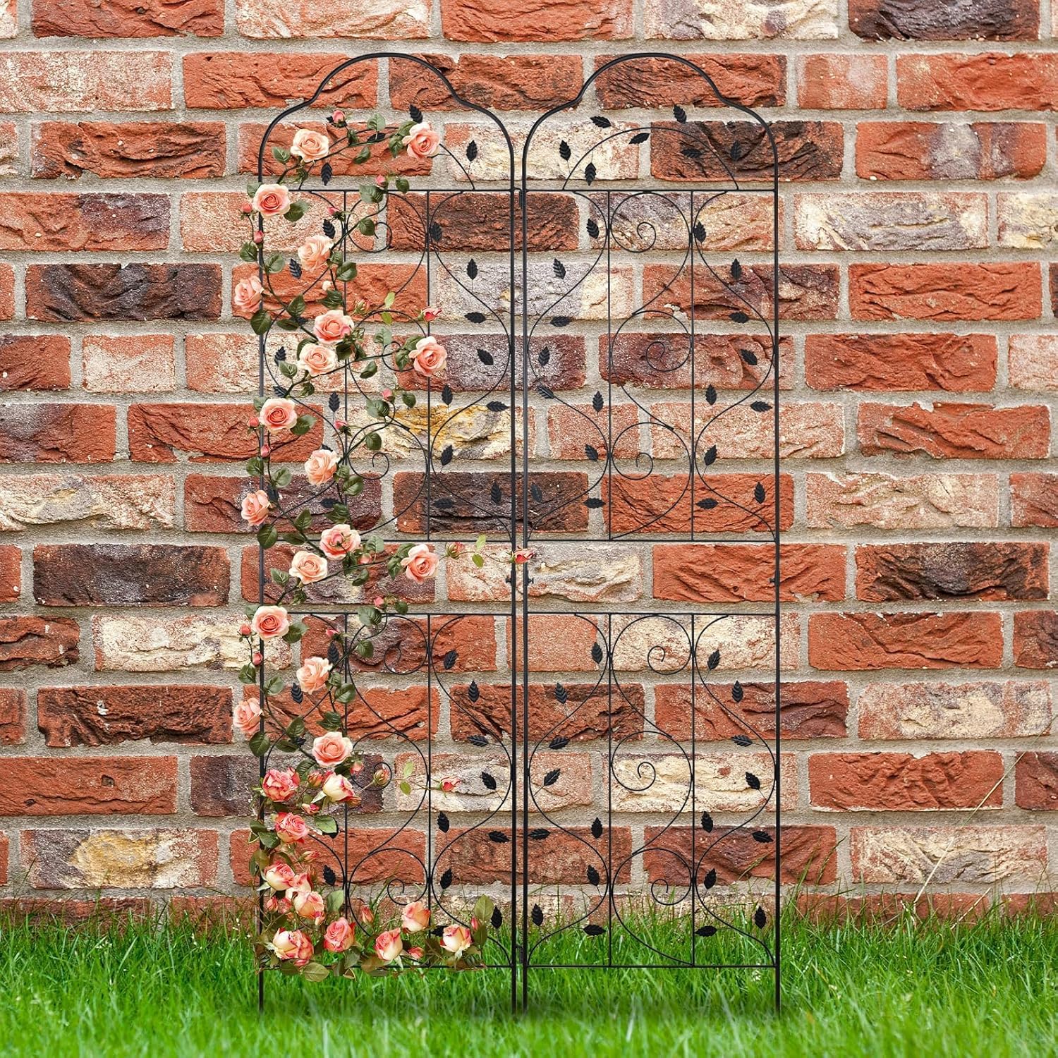 hogardeck 4 Packs 84 * 19 inch Metal Garden Trellis for Climbing Plants Outdoor,Heavy Duty,Black Coating Rustproof Trellis for Rose, Vegetable, Flowers, Expandable,Perfect for Training Climbing Plants