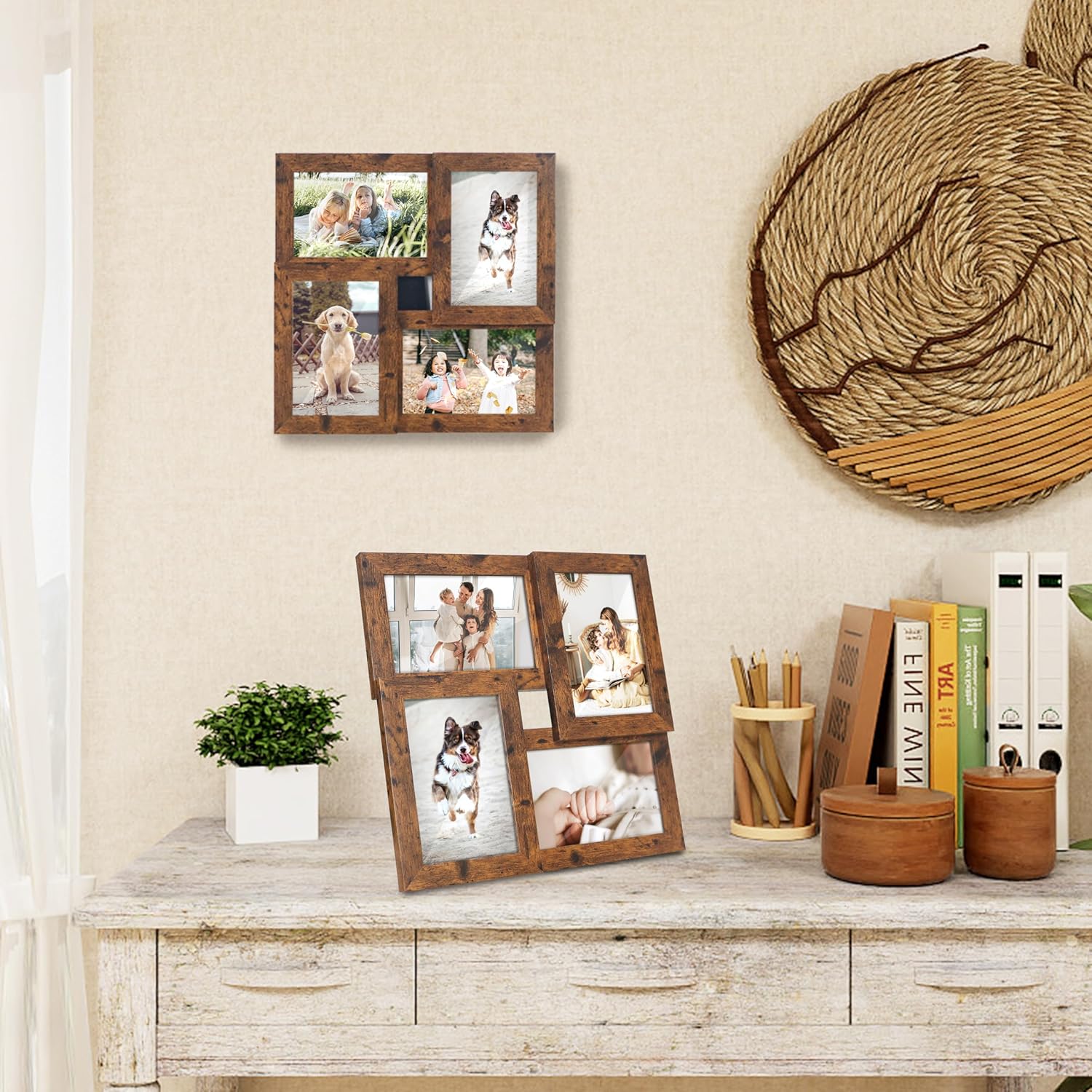 Picture Frame 4x6 Collage Frame for 4 Photo Display for wall and tabletop,Brown