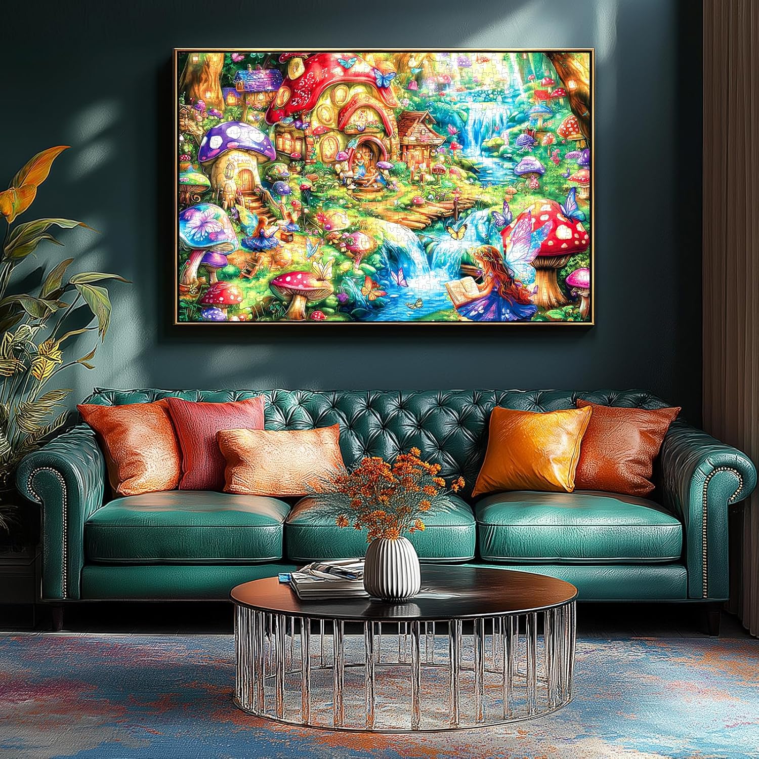 Dreamy Mushroom Valley 500 Piece Puzzle for Adults, Fun Puzzles for Adults 500 Pieces with HD Print & Poster, 23" X 15" Dust Free, for Gifts Halloween Christmas Family Games Lovers