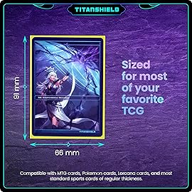 TitanShield Premium Card Sleeves | Compatible with Pokemon, One Piece, Lorcana, Flesh & Blood, & Magic The Gathering MTG | (150 Sleeves - Standard) (1, Yellow, Standard | 66x91mm)