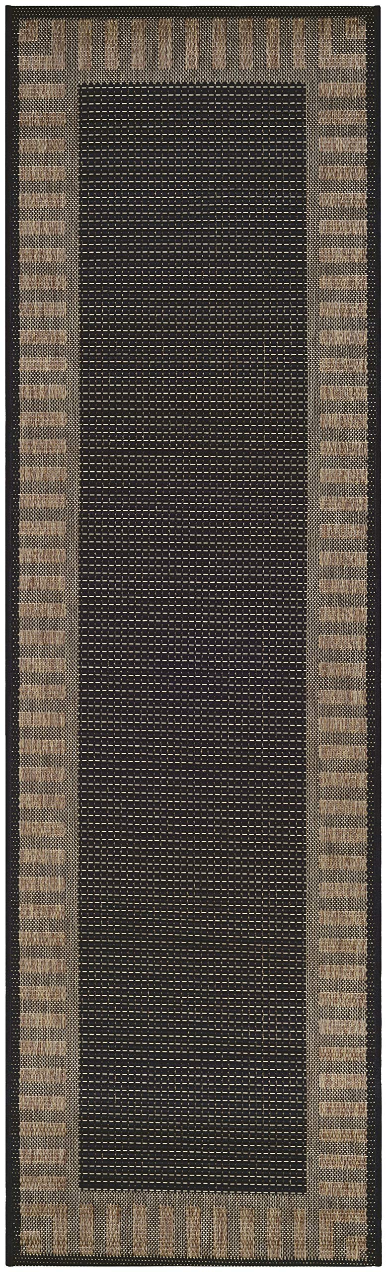 Couristan 1681/2000 Recife Wicker Stitch/Black-Cocoa Runner 2'3" x 11'9" Rug