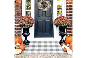 KIMODE Fall Front Door Mat Buffalo Plaid Outdoor Rug Washable Checkered Farmhouse Porch Rug
