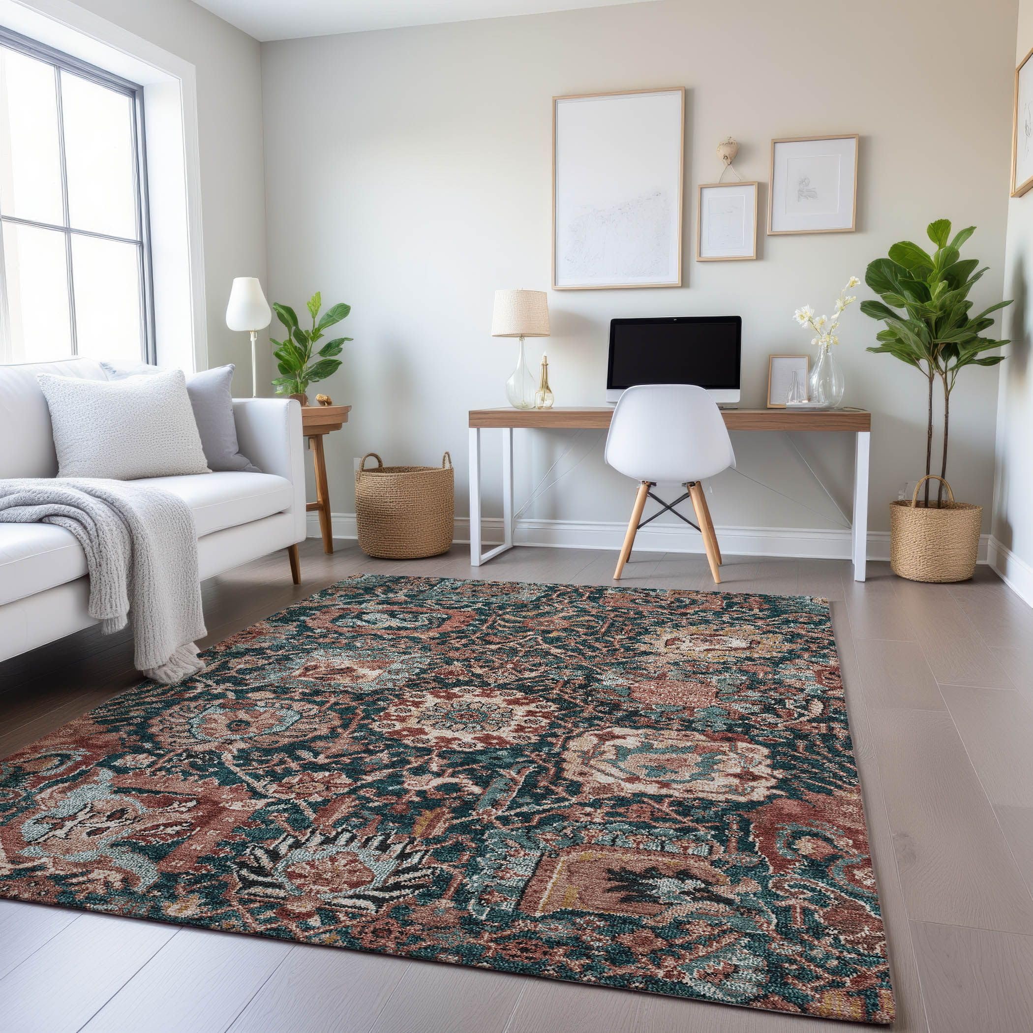 Addison Rugs Mayfield AMF1320 Salmon 5' x 7'6" Indoor Premium Machine Washable Rug, Silky Soft, Easy Clean, Non Shedding, Bedroom, Living Room, Dining Room, Kitchen Rug