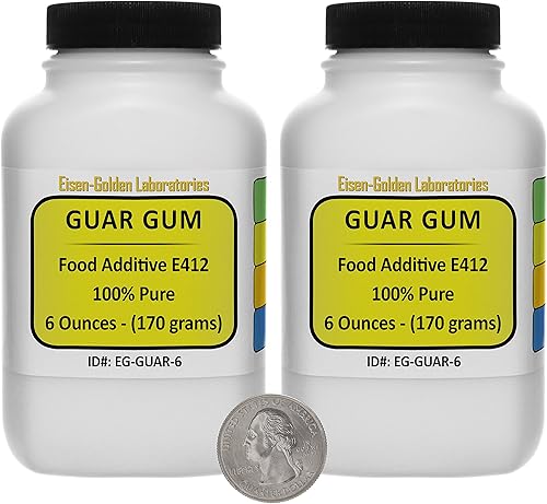 Guar Gum E412 Polvo 100% de grado alimenticio de 12 onzas en dos botellas ahorradoras de espacio