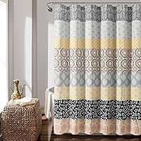 Vista 5 de Cortinas de baño a rayas, decoración moderna, bohemia, 100% poliéster, Turquesa/Anaranjado, 72" x 72