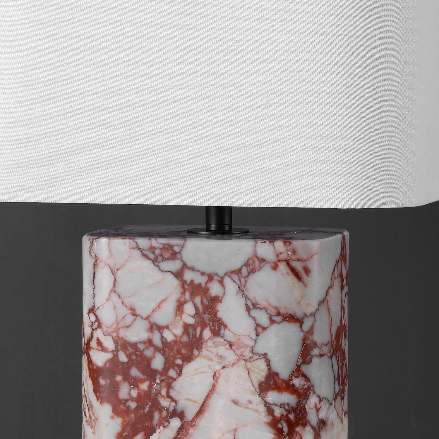 SAFAVIEH Couture Lighting Collection - Lisabryna White & Red Marble Table Lamp with White Shade, 22" Modern Bedside or Living Room Light, Dimmable with LED Bulb (CTL1094B)