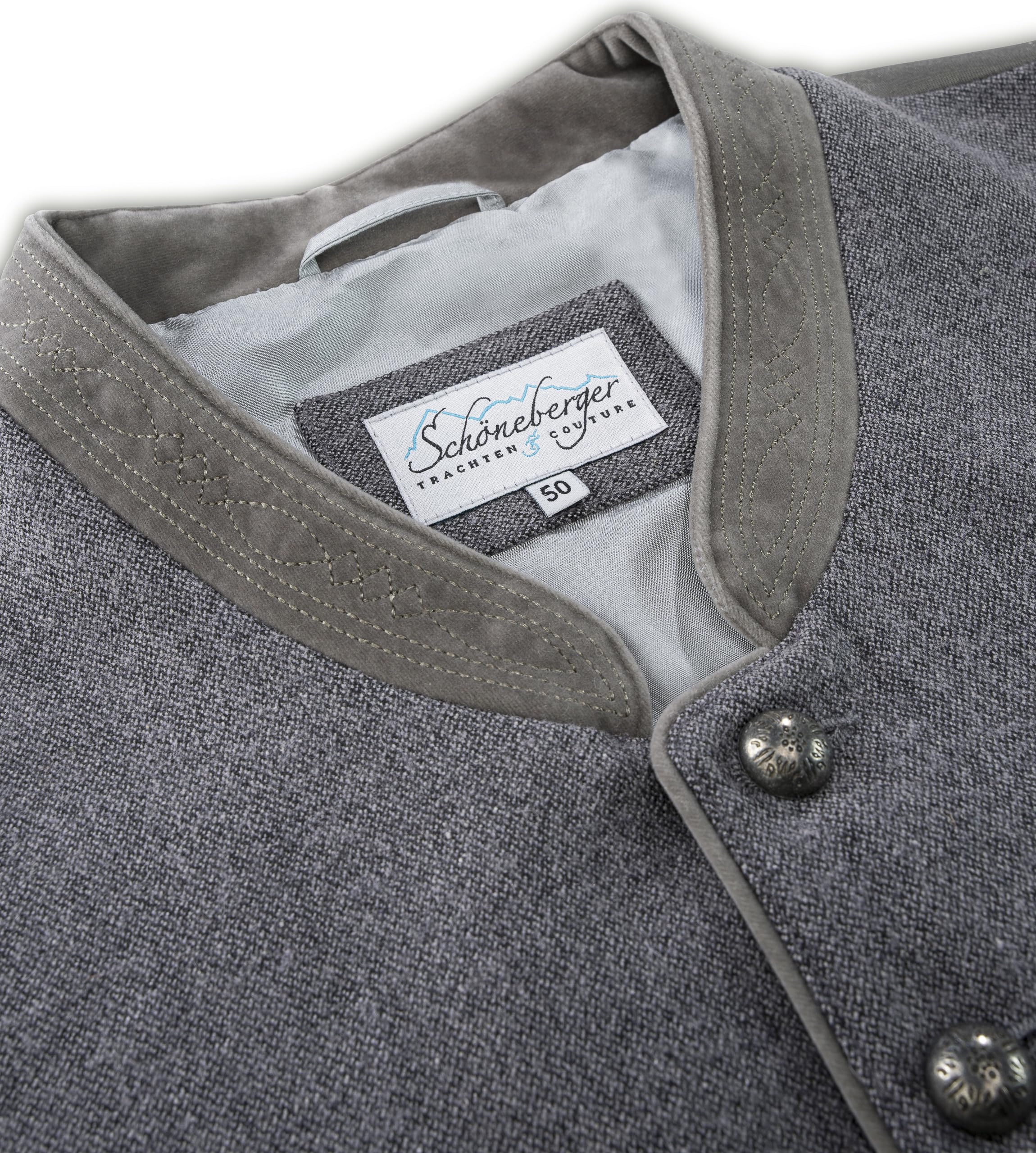 Schöneberger Trachten Couture Chaleco tradicional para hombre, de alta calidad, color gris, para Oktoberfest, para traje regional, de piel, chaleco Gilet Manuel