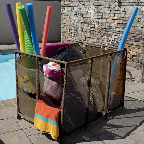 Miniatura 8 de Soporte para fideos de piscina, juguetes, flotadores, bolas y flotadores, organizador de almacenamiento de malla, extra grande (30.2 pulgadas de