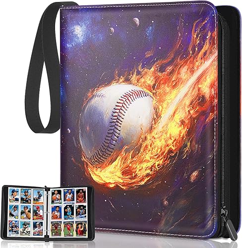 Álbum de carpetas de tarjetas intercambiables, carpeta de tarjetas de béisbol de piel sintética con 900 bolsillos laterales de carga, carpeta de