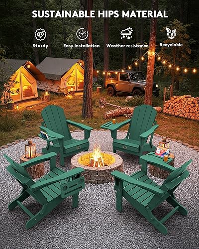 Miniatura 77 de SERWALL - Silla plegable Adirondack para patio, jardín, exterior, resistente a la intemperie, sillas para hoguera, color naranja