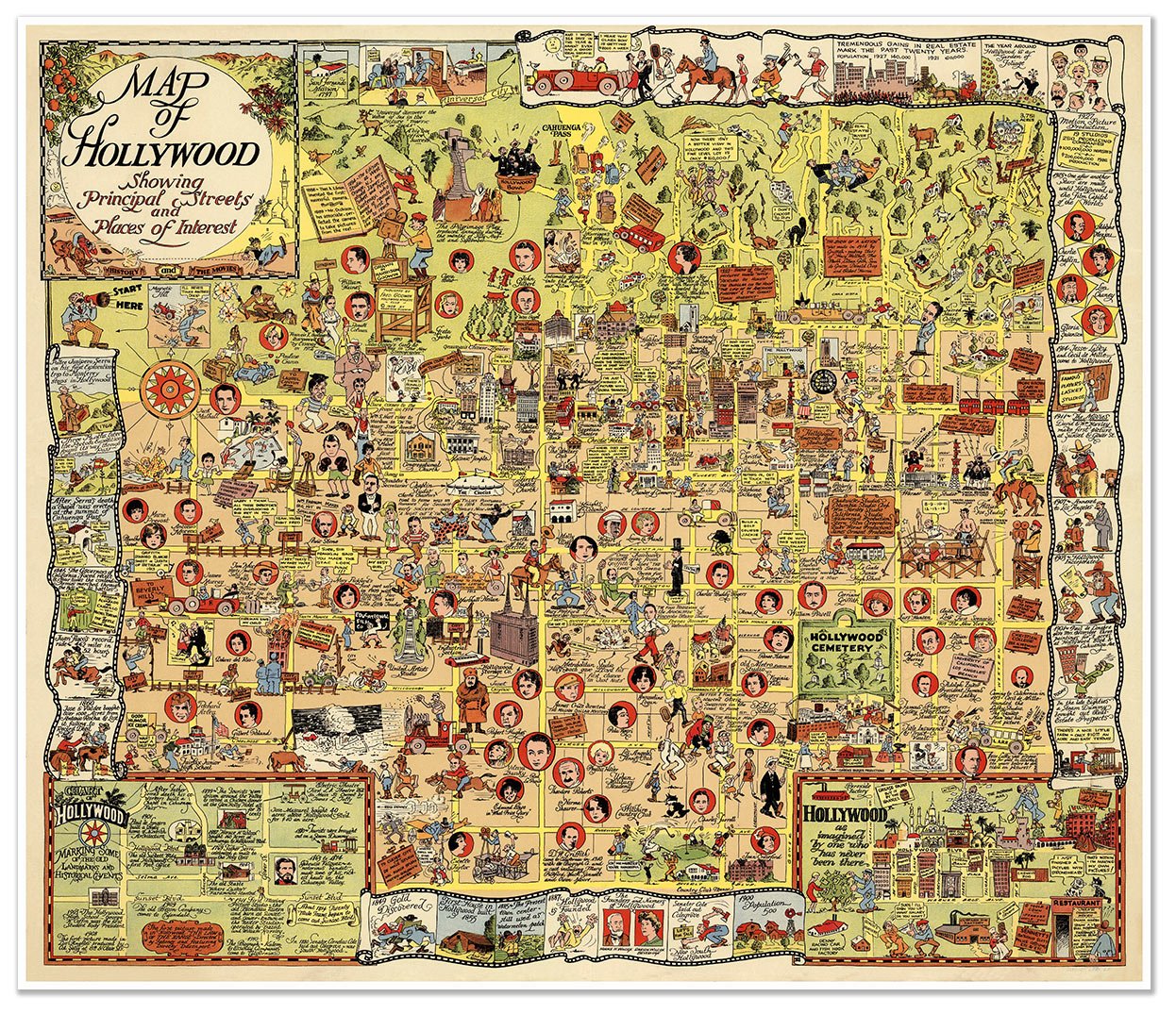 Buy Hollywood California of the Stars circa 1928 - measures 24" high x