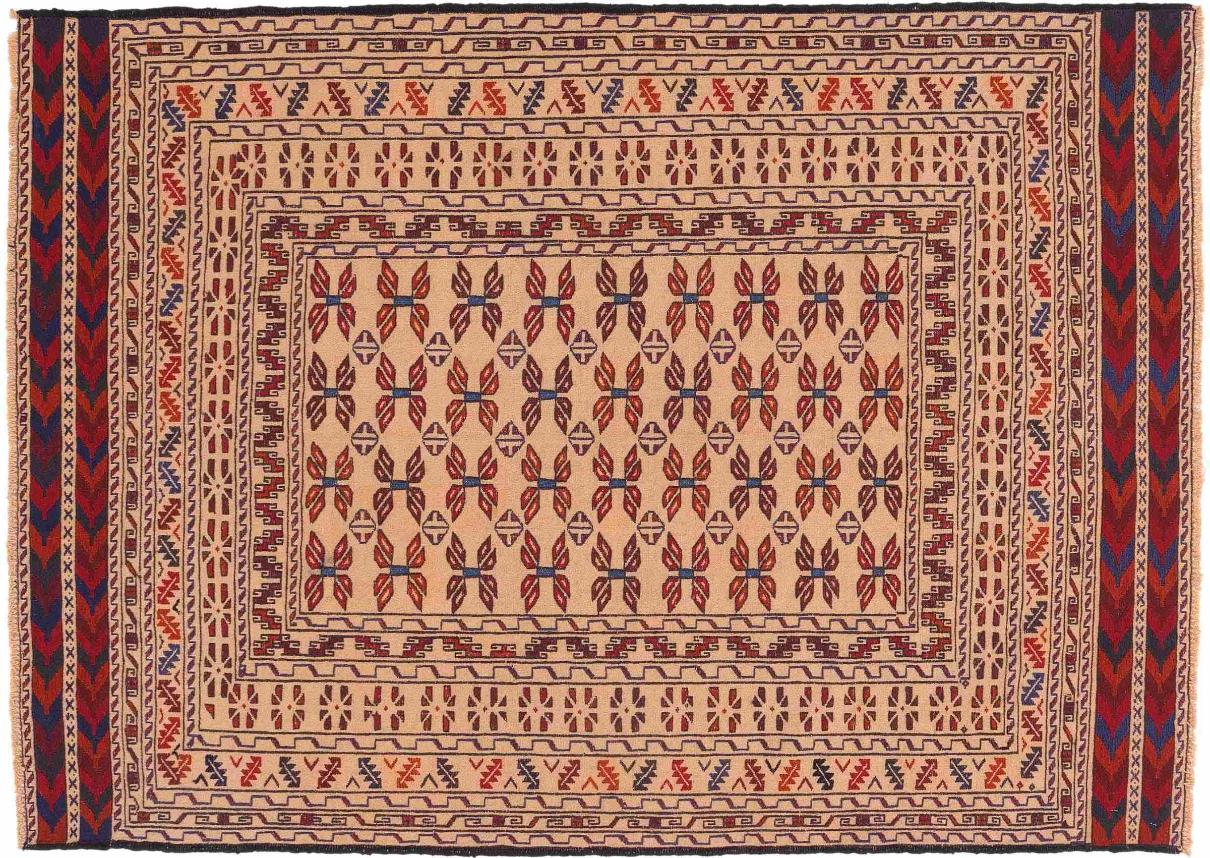 Tapis Kilim Afghan Barjasta de sol géométrique doré tissé main 120x180