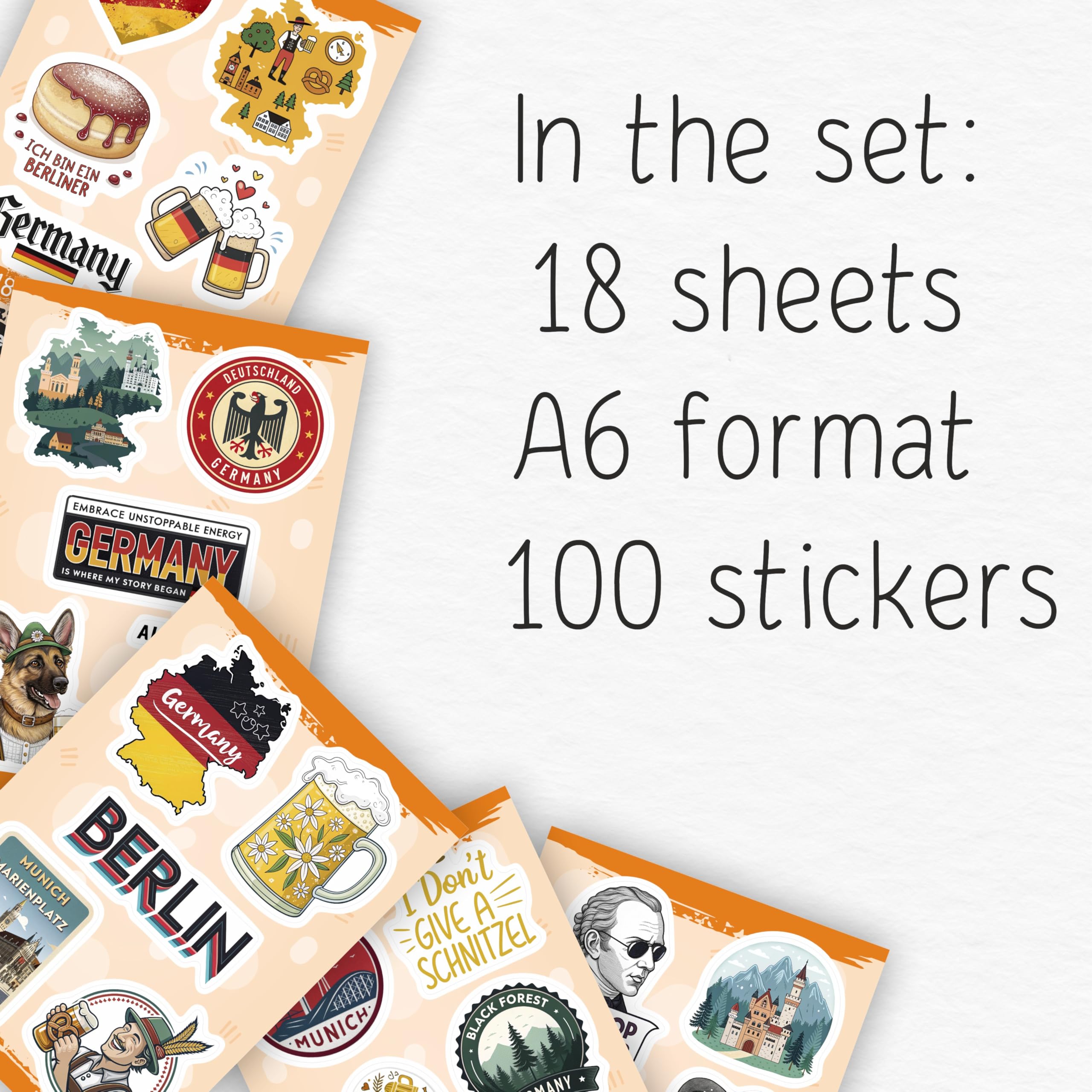 100Pcs Germany Stickers Small for Luggage, Water Bottle - Germany Party Supplies- German Stickers - Gift for Women & Men