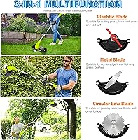 Vista 5 de Aokia Wacker eléctrico sin cable, alimentador de malezas de 12 V alimentado por batería inalámbrico con poste ajustable (65 pulgadas)