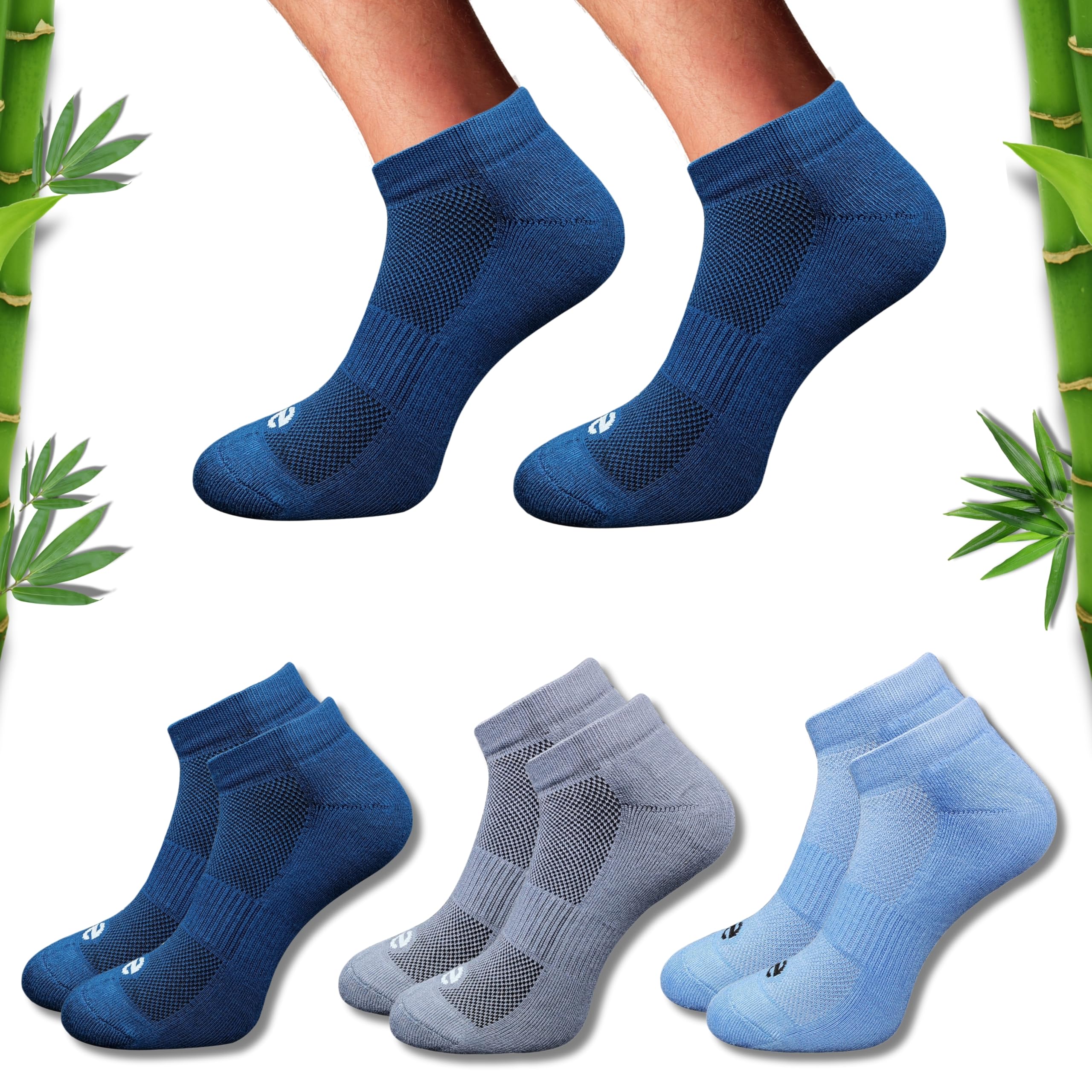 ecosync Premium Bamboo Unisex Socks - Low Cut (Set of 3: Navy + Darh Grey + Sky Blue) | 88% Bamboo Fabric, Anti-Bacterial, Breathable, Soft, Seamless Design.-picture-32