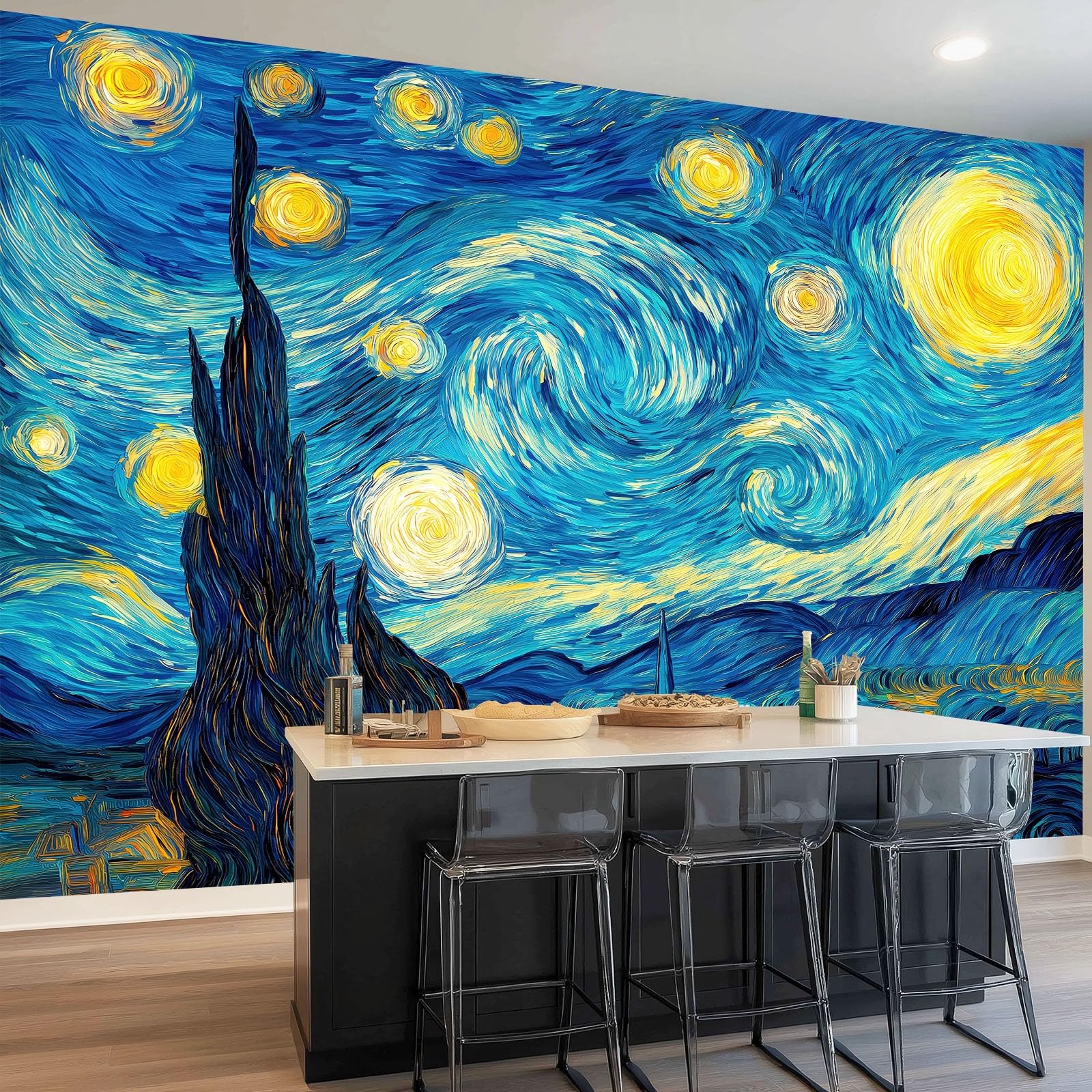 Fototapeta Nowoczesny Styl Sztuka Fotograficzna Fototapeta Do Sypialni Pokój Dziecięcy, 300 x 210 cm Dekoracja Ścienna Tapeta Artystyczna, Mgławica Niebieska Wieś
