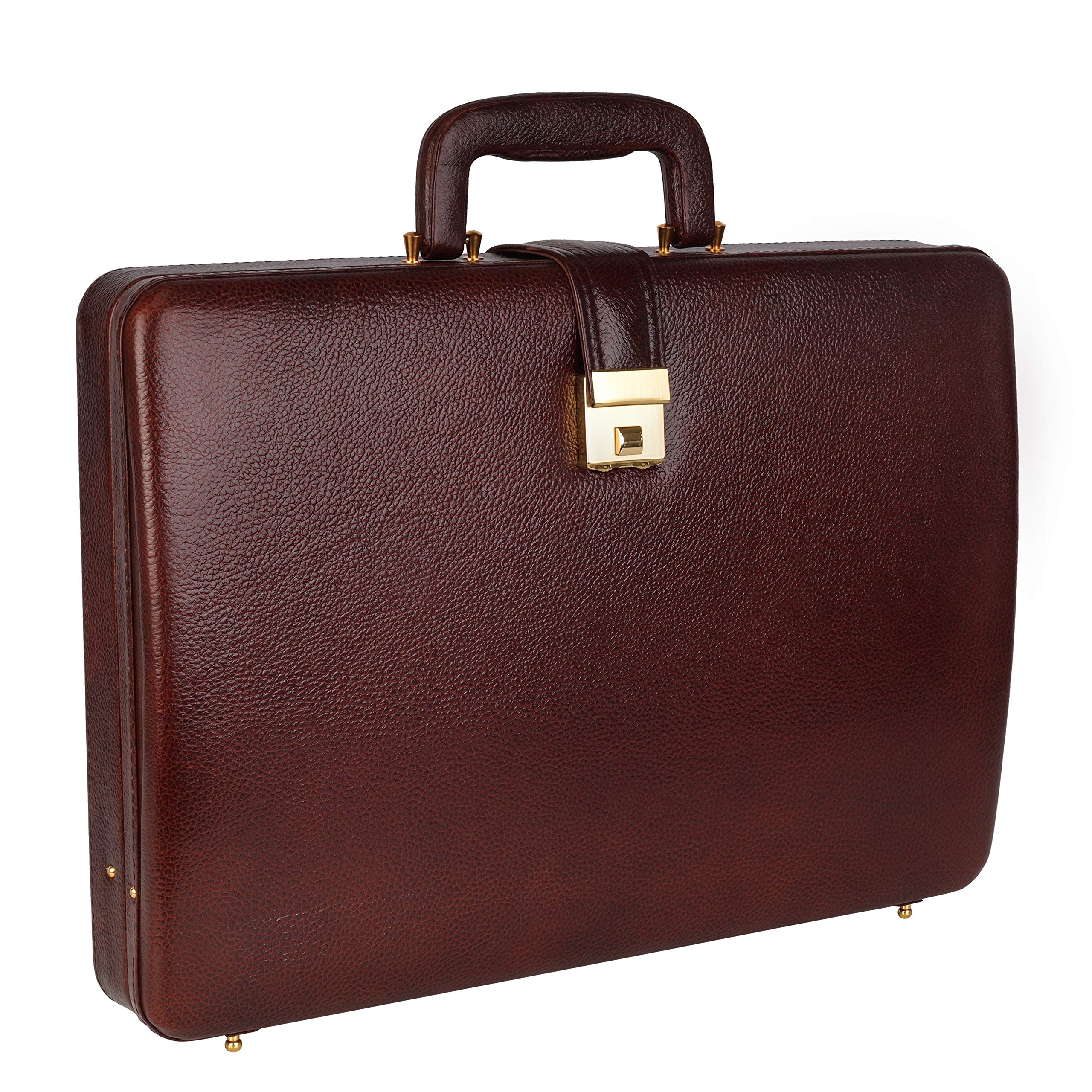 Full Grain Leather Briefcase For Men Office Use Attache File Bag 17 Inch with Laptop Compartment