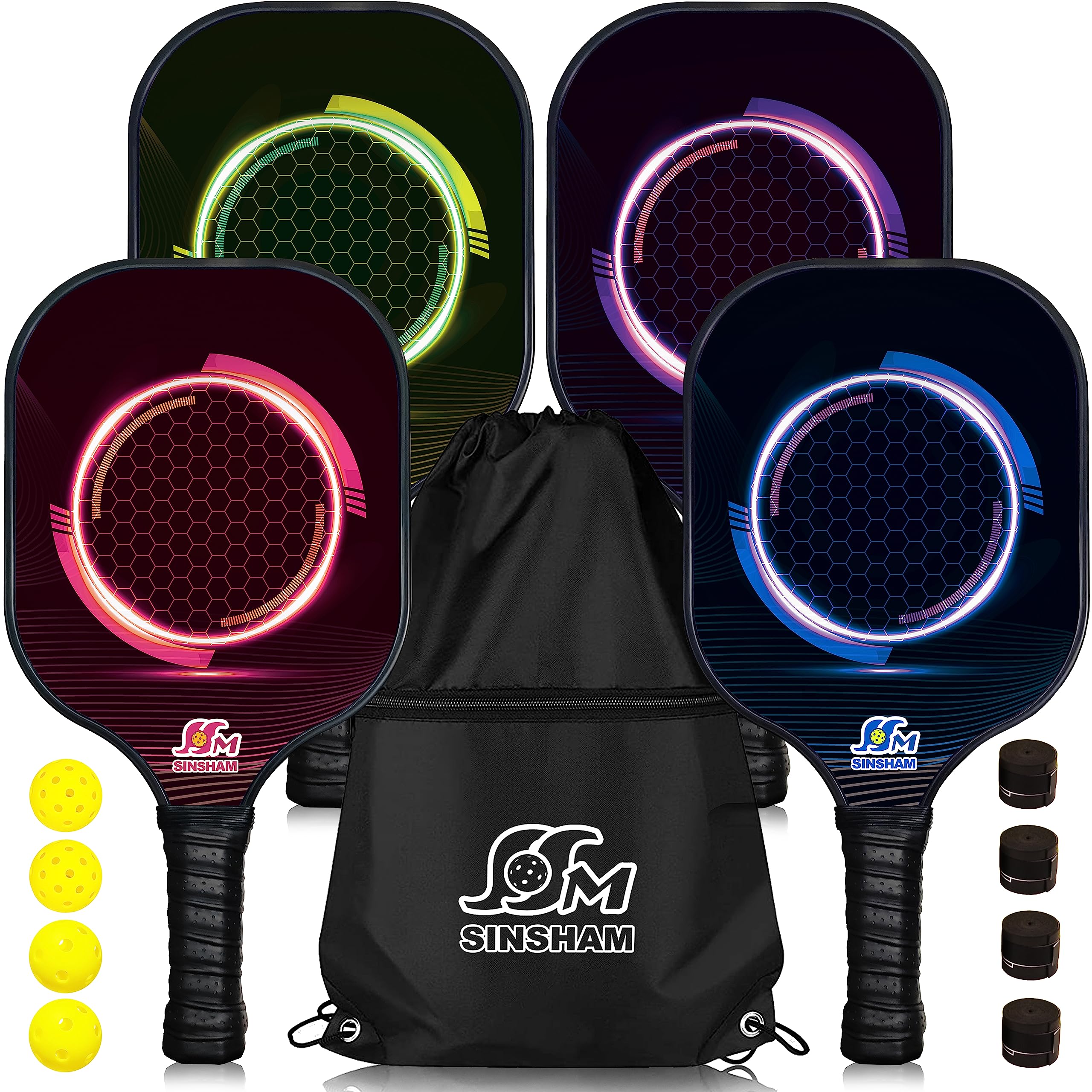 Amazon | SINSHAM ピックルボールパドル 4個セット オーロラコア