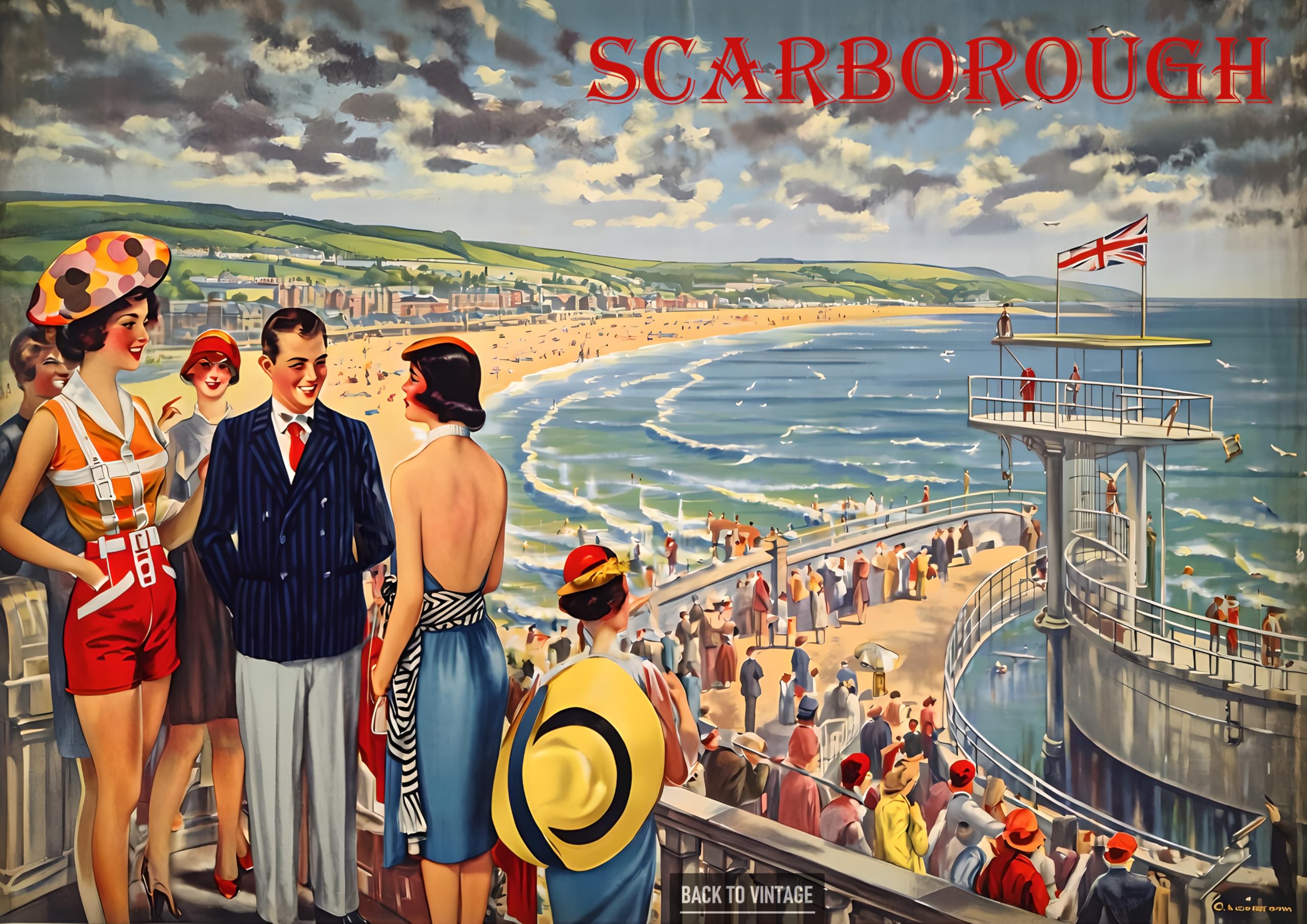 Scarborough LNER Railway Poster - A4 Wall Art, Inspirational World Map, Vintage City, Retro Poster, Home Decor for Living Room, Office, Gift Idea for Travel Lovers