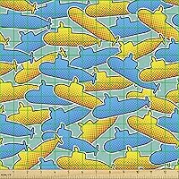 Vista 89 de Ambesonne Tela Geométrica por Yarda, Diseño Monocromo Patrón Abstracto de Líneas Continuas sobre Fondo Liso, Tela de Punto Elástico para Ropa