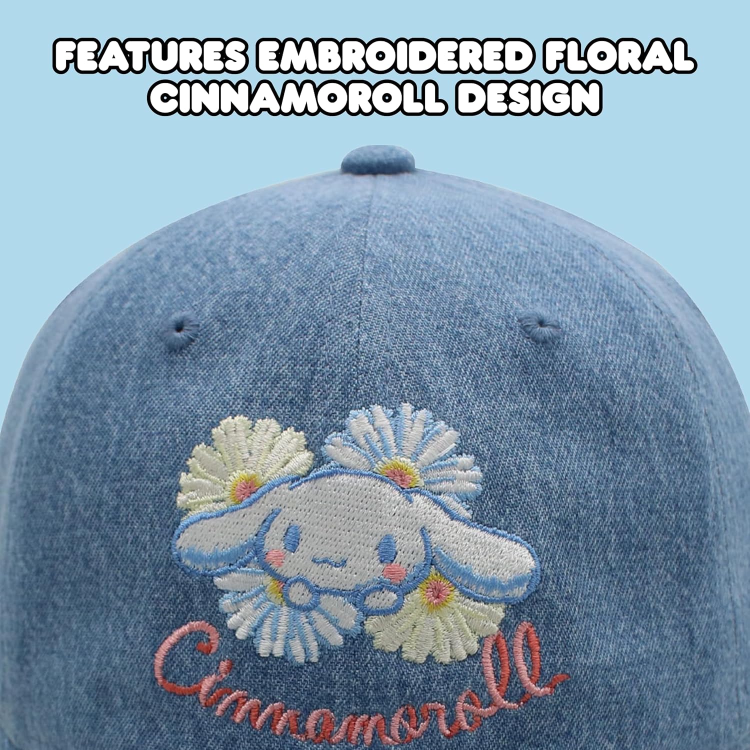 Cinnamoroll Dad Hat, Adult Women's Cotton Baseball Cap with Curved Brim, Denim, One Size - Image 3