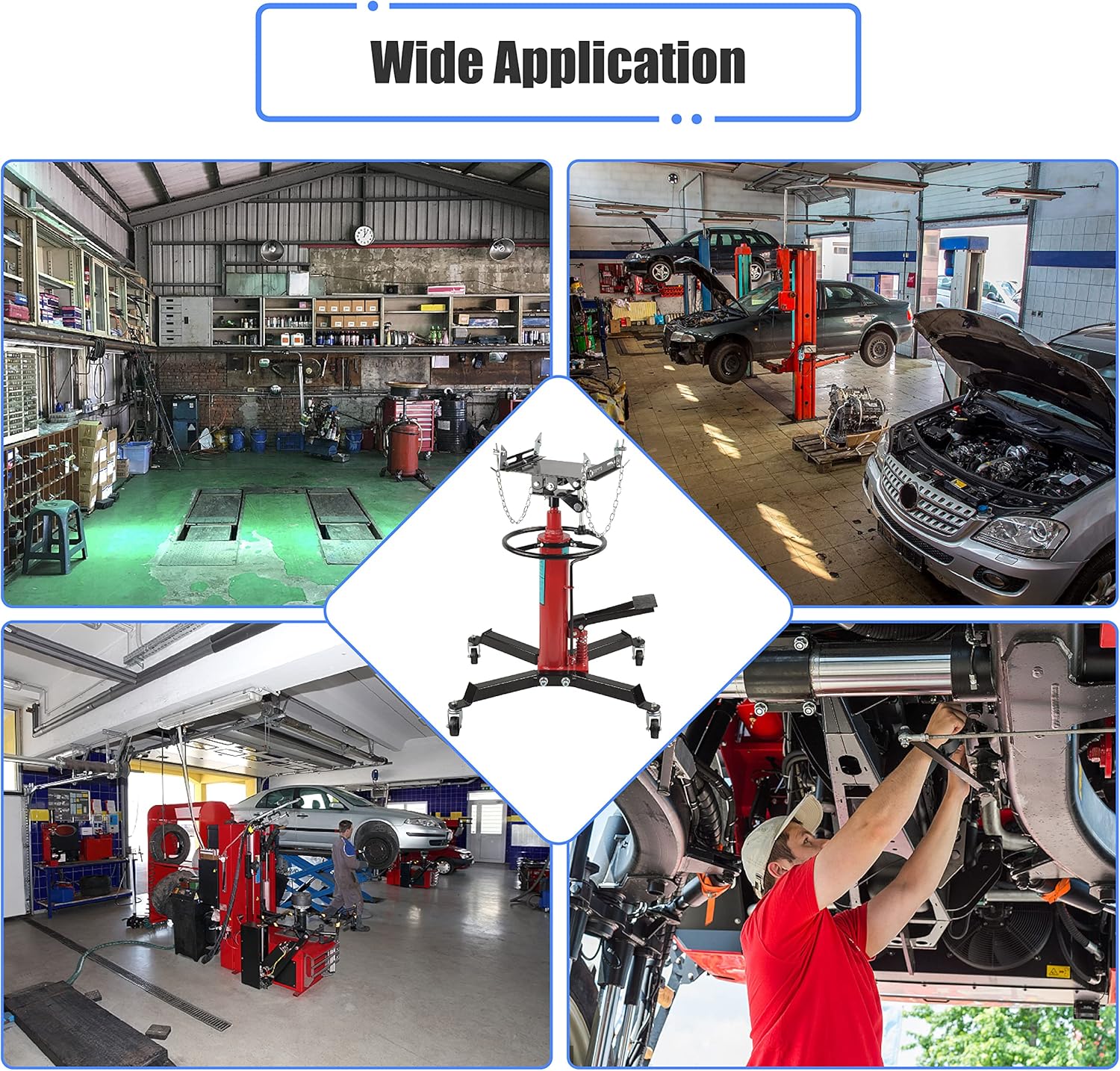 1600 lbs/0.75T Transmission Jack 2- Stage Hydraulic with Pedal 360° Swivel Wheel Lift Hoist Adjustable Height for Car Lift,Garage/Shop Telescoping Transmission Floor Jack