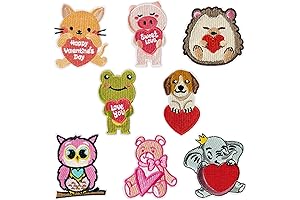 Colorful Valentine's Day Patches for Embroidered Animal Appliqués