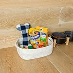 NaturalCozy 5-Piece Rectangle Storage Basket Set - Cotton Rope Woven Baskets for Organizing! Small Basket for Montessori, Baby Nursery, Dog Toy Baskets, Cat Toy Box, Bathroom Organization Bin