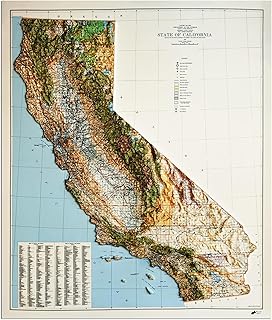 Muir Way Raised Relief Map of California - True 3D Topographic Wall Map with Molded Terrain - Unframed, 24x28