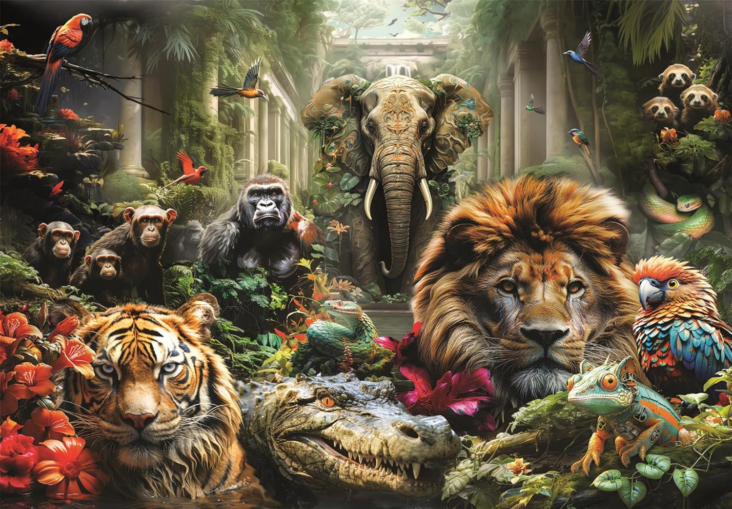 Clementoni - 39987 Jigsaw Puzzle 1000 Pieces for Adults and Teenagers, Collection, Mystic Jungle Theme with Poster, Compact Box, Gift Idea for Men and Women, Made in Italy, 70 x 50 cm, 39987