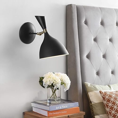 Miniatura 2 de JONATHAN Y JYL9066A Josef - Aplique de pared LED retro de hierro de 7 pulgadas para sala de estar, dormitorio, glamour contemporáneo, negrolatón